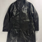 Prada Pure Black Buttoned Minimalist Leather Long Coat FW 2001 - L