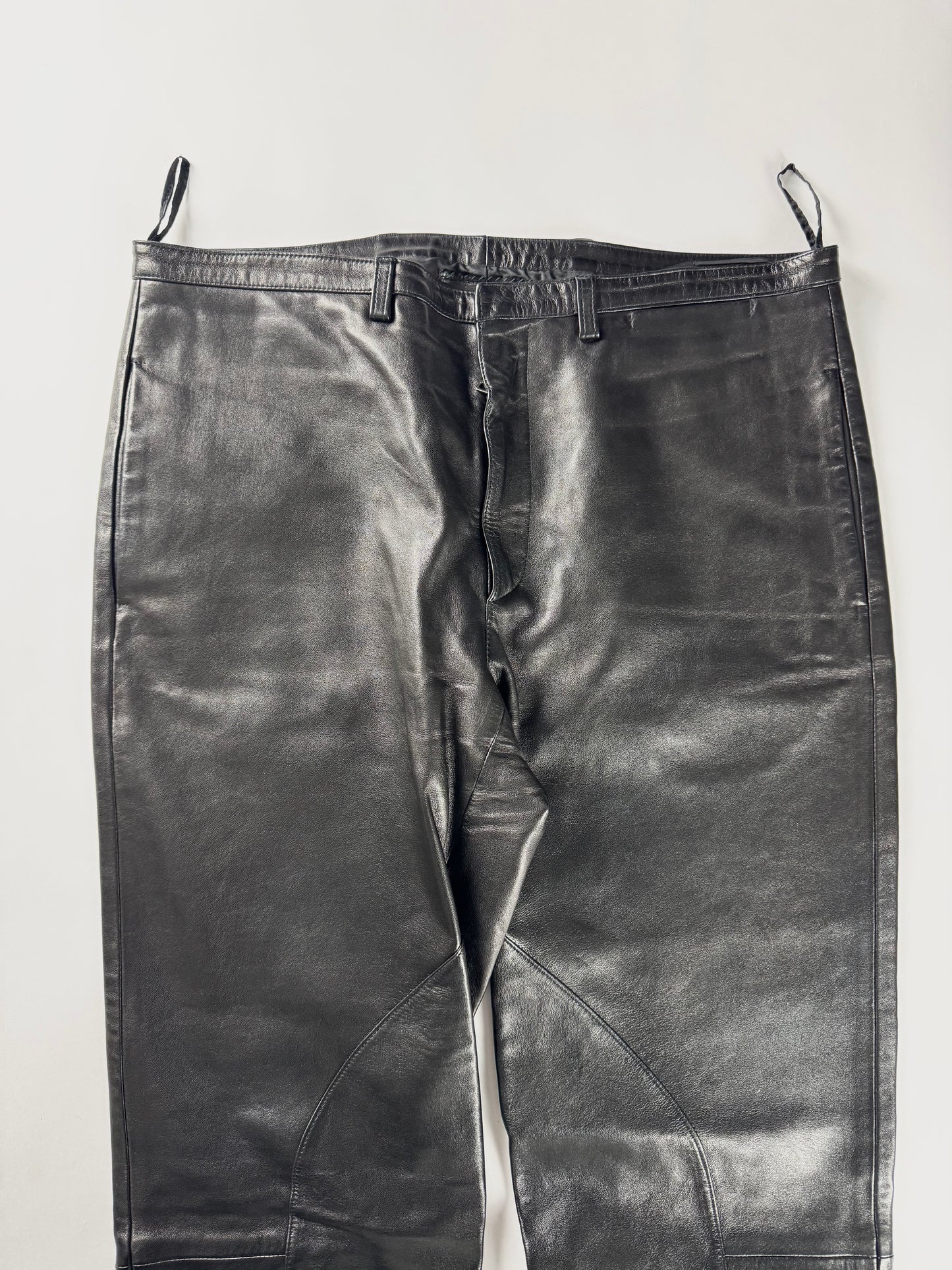 Prada Milano Dark Leather Flare Pants FW 2001 - M