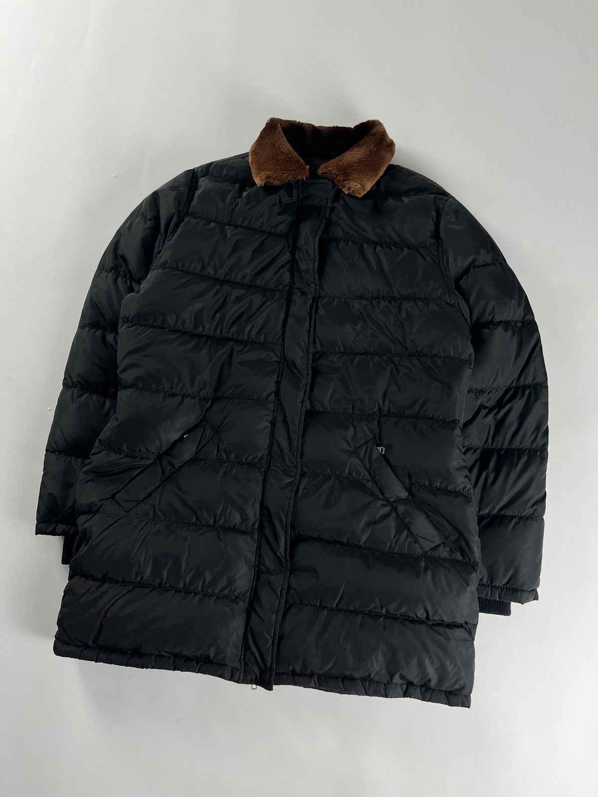 Prada Converted Hooded Fur Collar Long Puffer Jacket FW 1998 - L