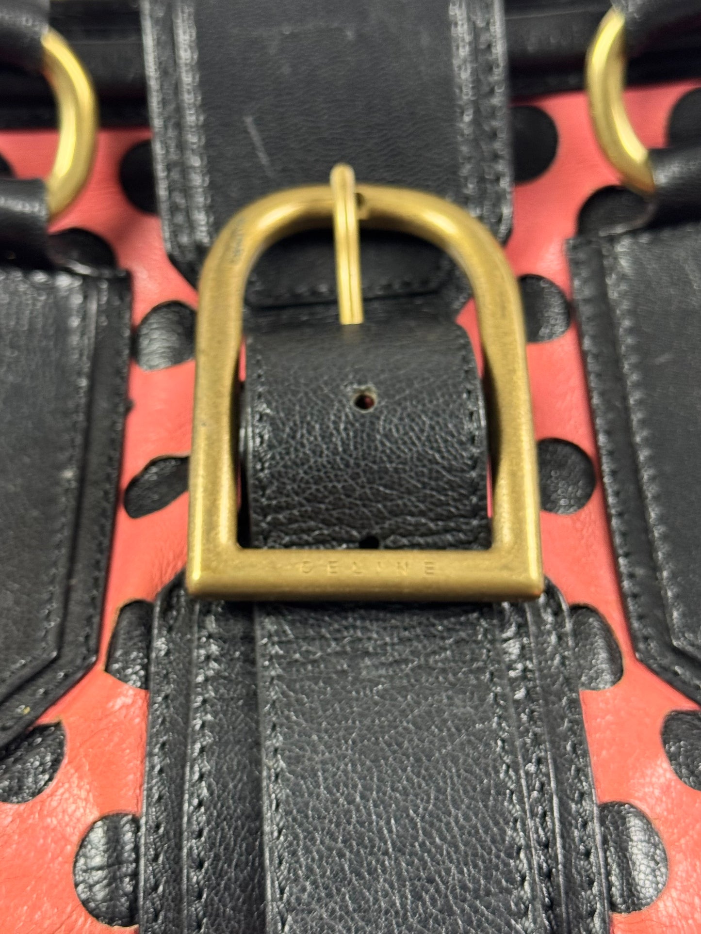 Celine Sample Gold Buckle Pink Leather Black Bag FW 2004 - OS