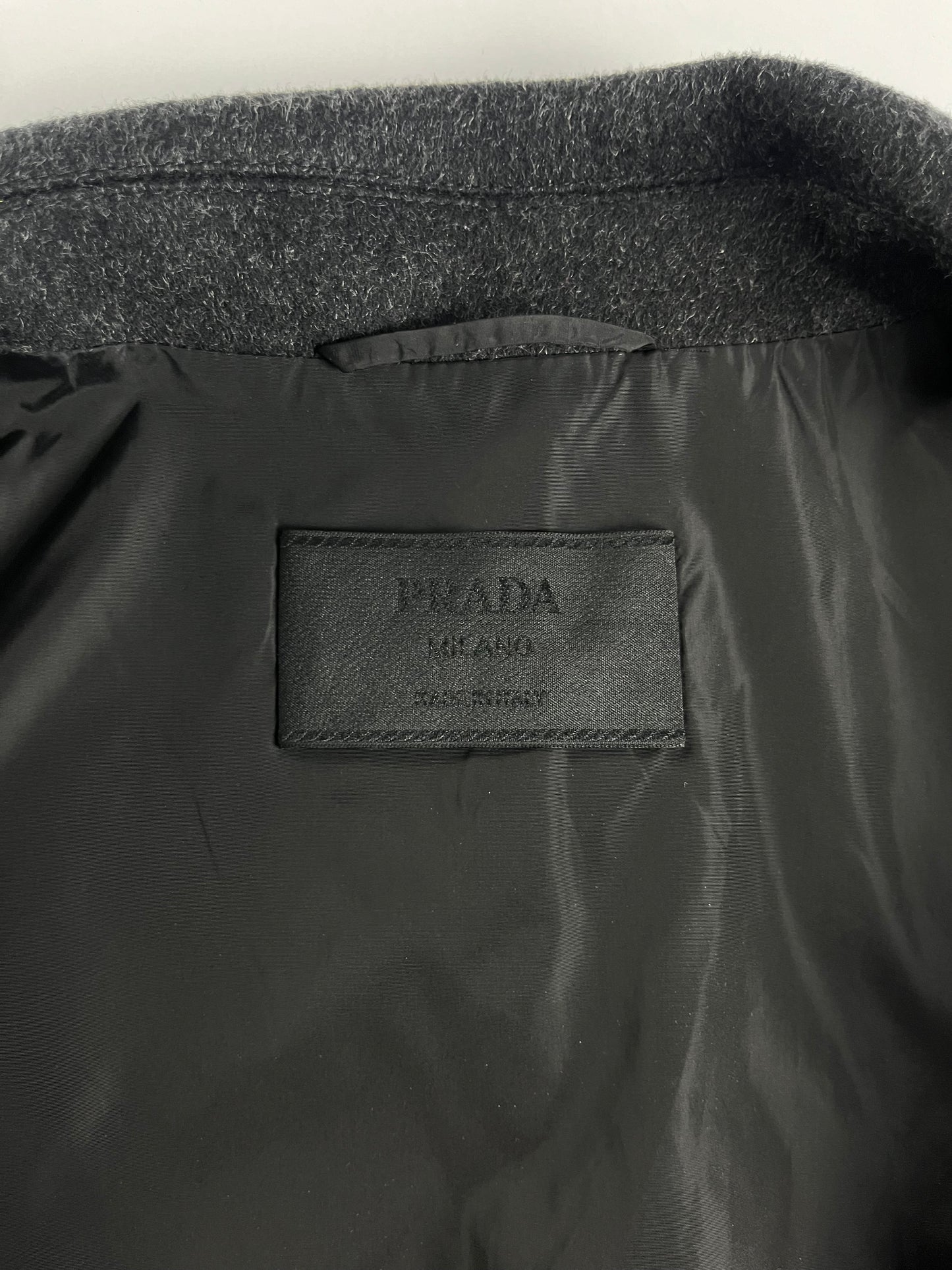 Prada Wool Minimalist Back Neck Leather Detail Blazer FW 1999 - M