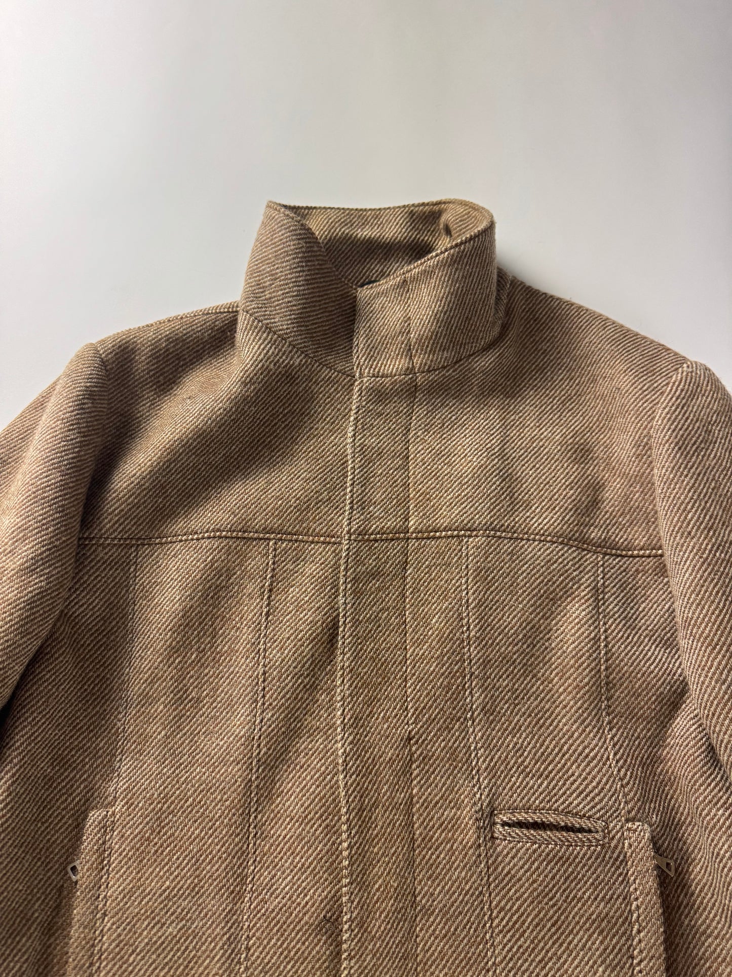 Prada Premium Textured Wool Minimalist Funnel Collar Jacket FW 1999 - L