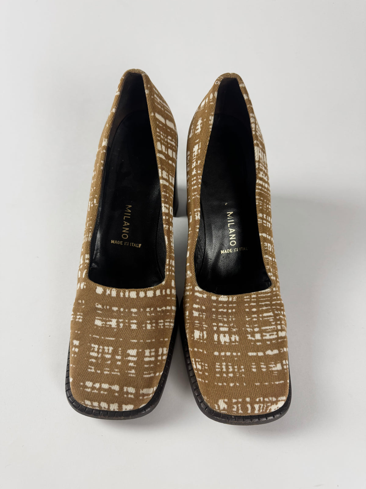Prada Tweed Striped Print Microfiber Heel Pumps SS 1996 - 40 IT/41 EU