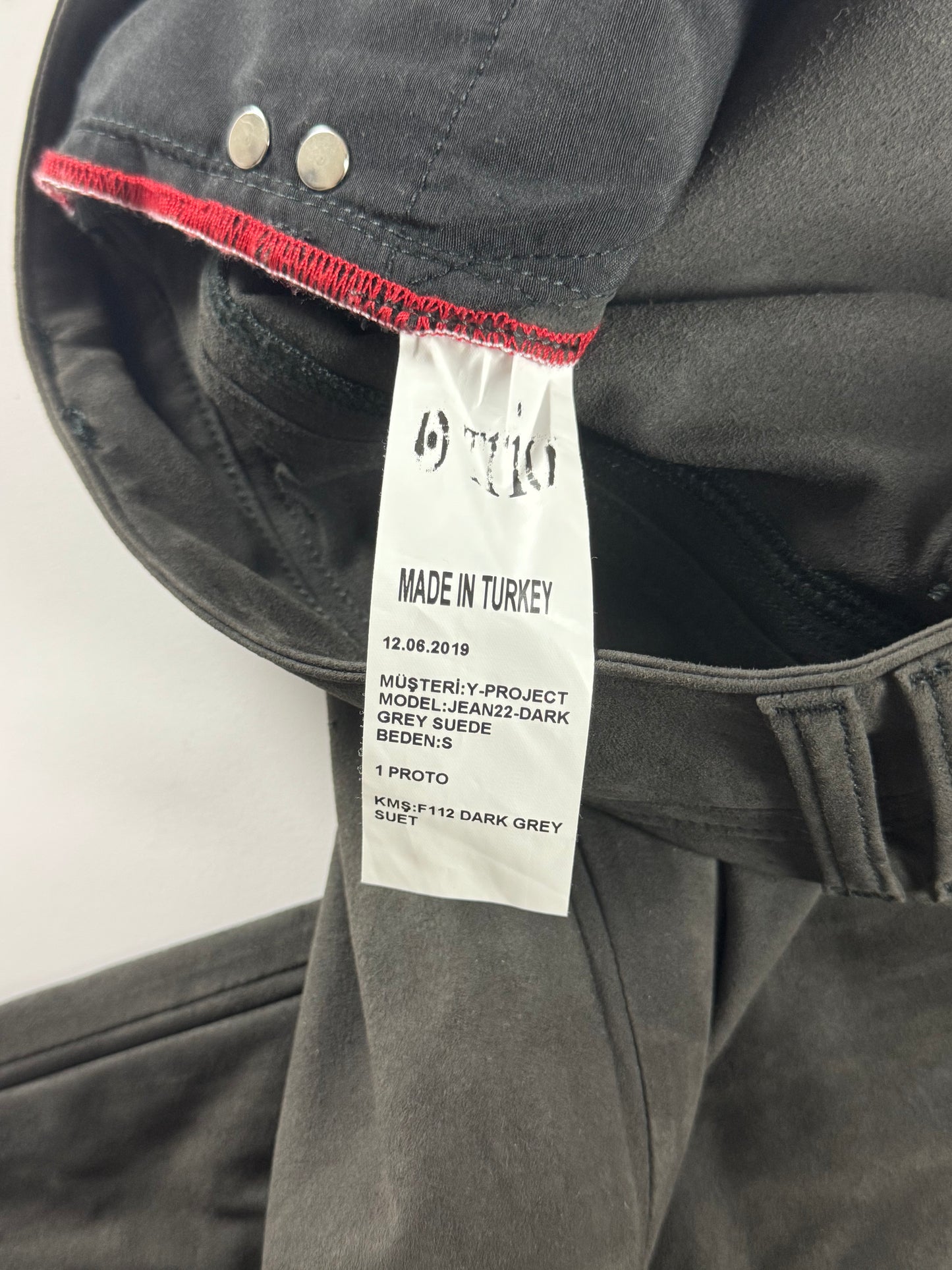 Y/Project Sample Dark Grey Suede Pants SS 2019 - S