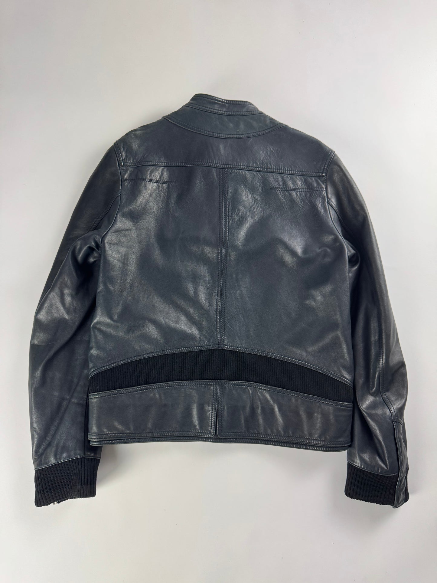 Dior Homme Napoleon Military Marine Leather Jacket FW 2008 - M