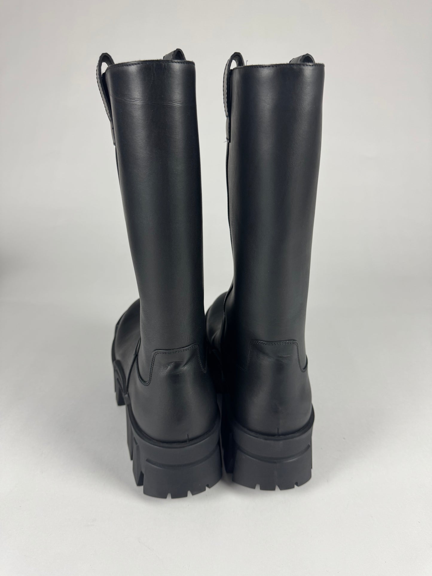 Balenciaga Black Bulldozer Vegetable Tanned Calfskin High Leather Boots SS 2022 - 43 EU