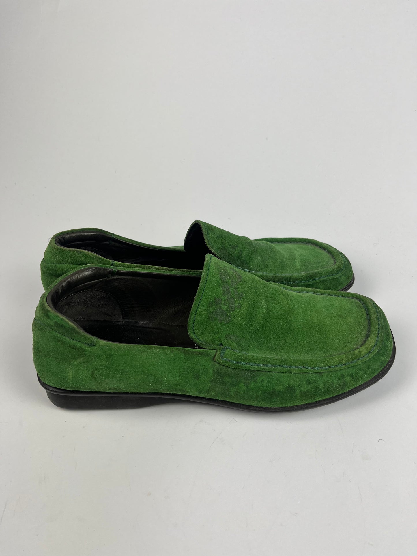 Prada Green Suede Loafers Shoes FW 1999 - 44 EU