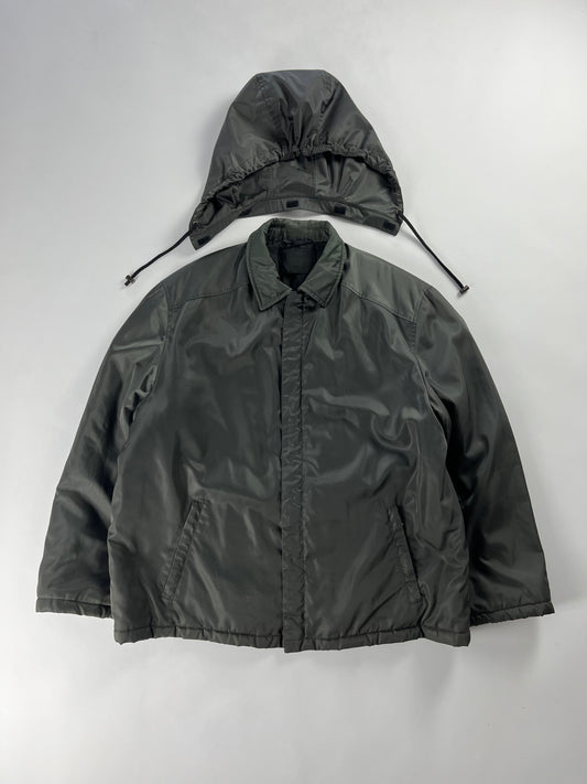 Prada khaki Convertible Hood Strapped Nylon Jacket FW 1998 - L
