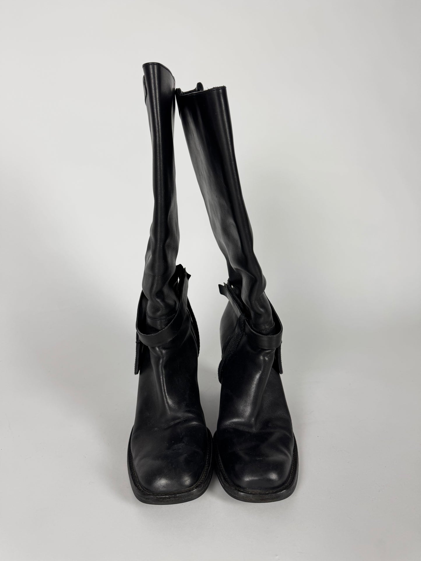 Prada Side Belted Pocket High Leather Boots FW 1999 - 39 IT/39,5 EU