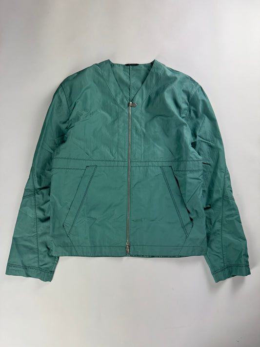 Hermès Sample Turquoise Lightweight V Neck Blouson Exposed Stitching SS 2022 - M