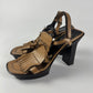 Prada Brown Fringe Leather Platform Ankle Strap Heels SS 1999 - 40 IT/40,5 EU