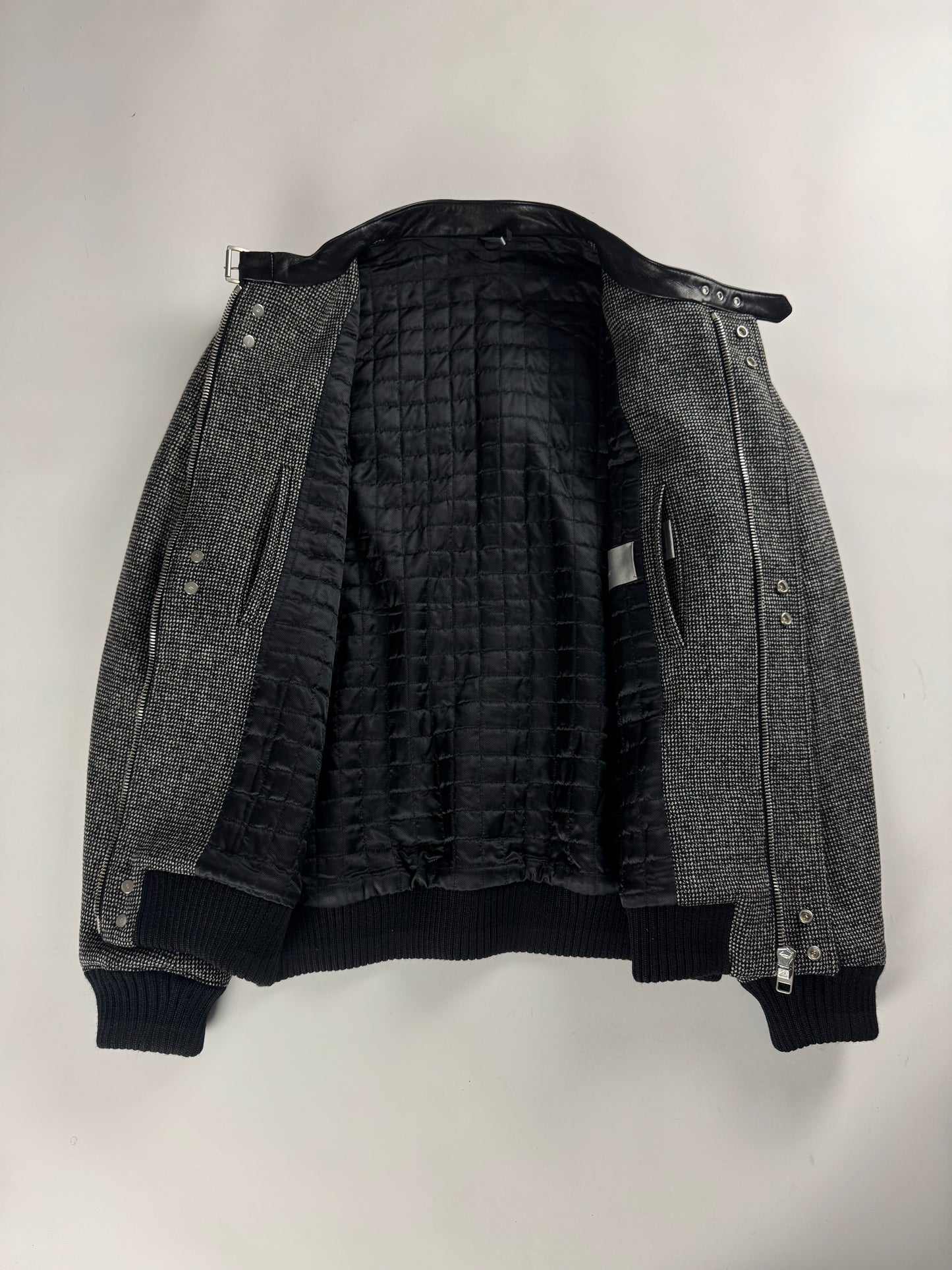 Dior Homme Wool Navigate Leather Belted Collar Bomber Jacket FW 2007 - L