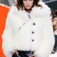 Louis Vuitton Sample Black Lamb Fuzzy Fur Crop Side Button Jacket FW 2015 - XS