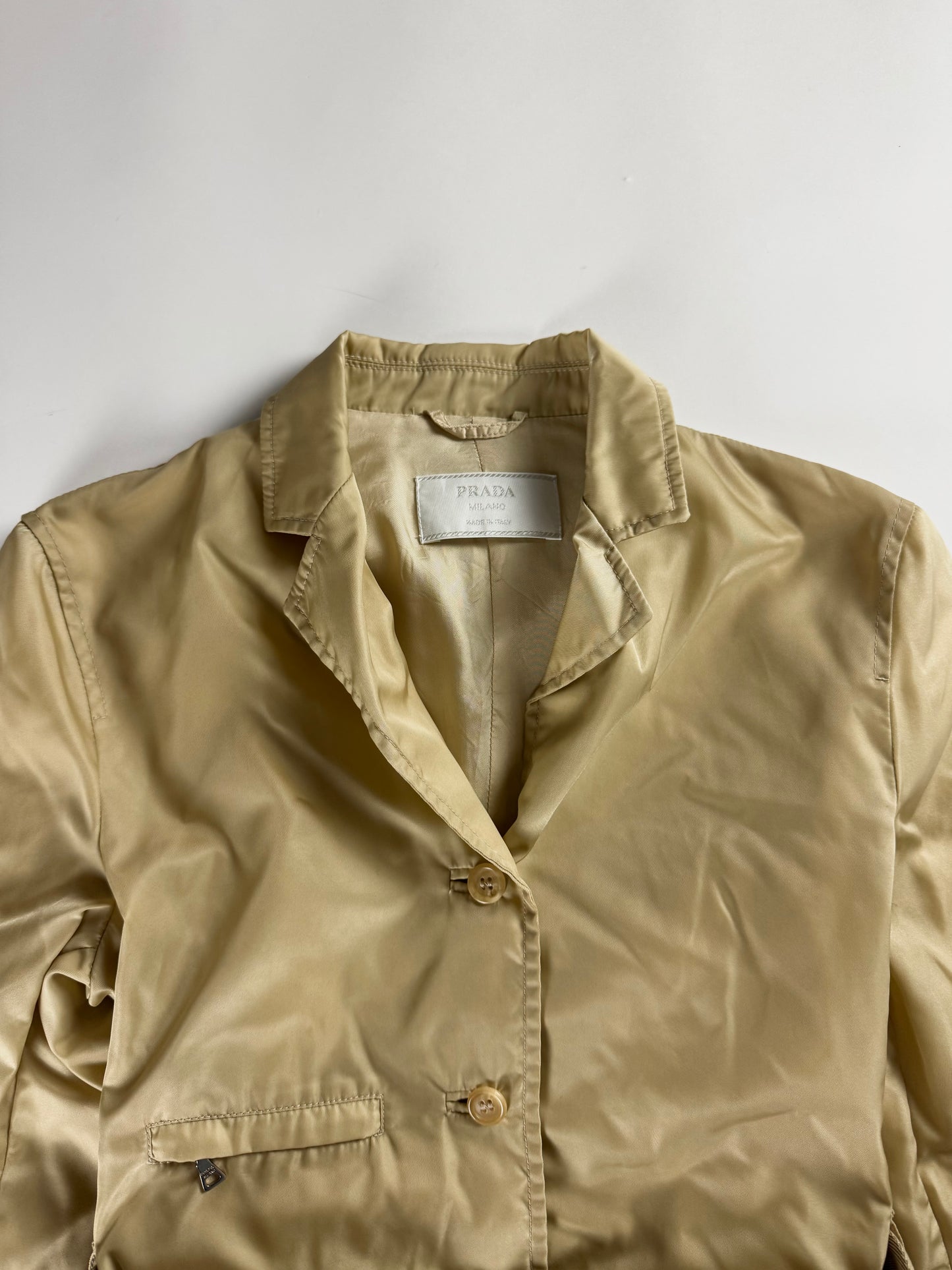 Prada Milano Cream Strapped Belt Nylon Jacket FW 1999 - S