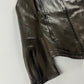 Prada Brown Leather Biker Jacket 2000s - XS