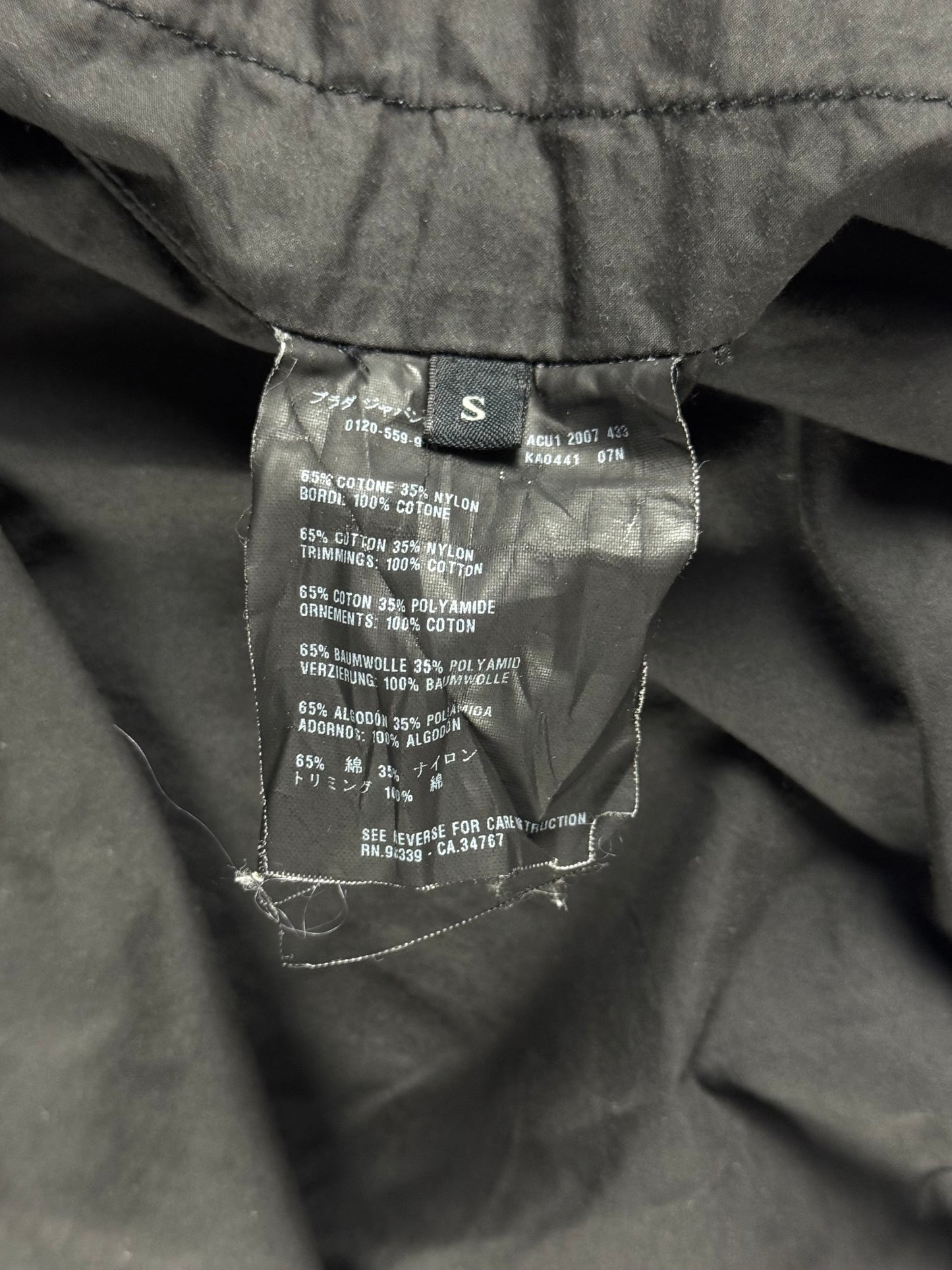 Prada Dark Grey Double Buttons High Collar Bomber Jacket SS 2007 - S