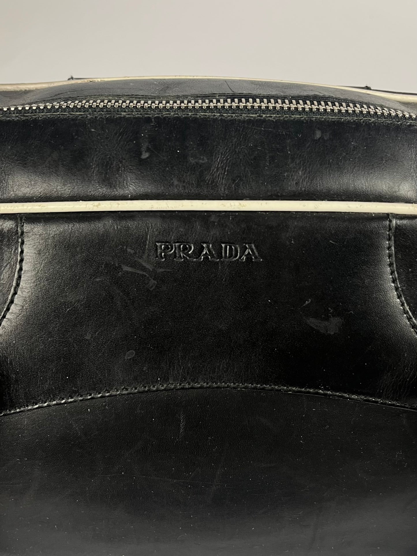 Prada Black Leather Bowling Bag FW 2000 - OS