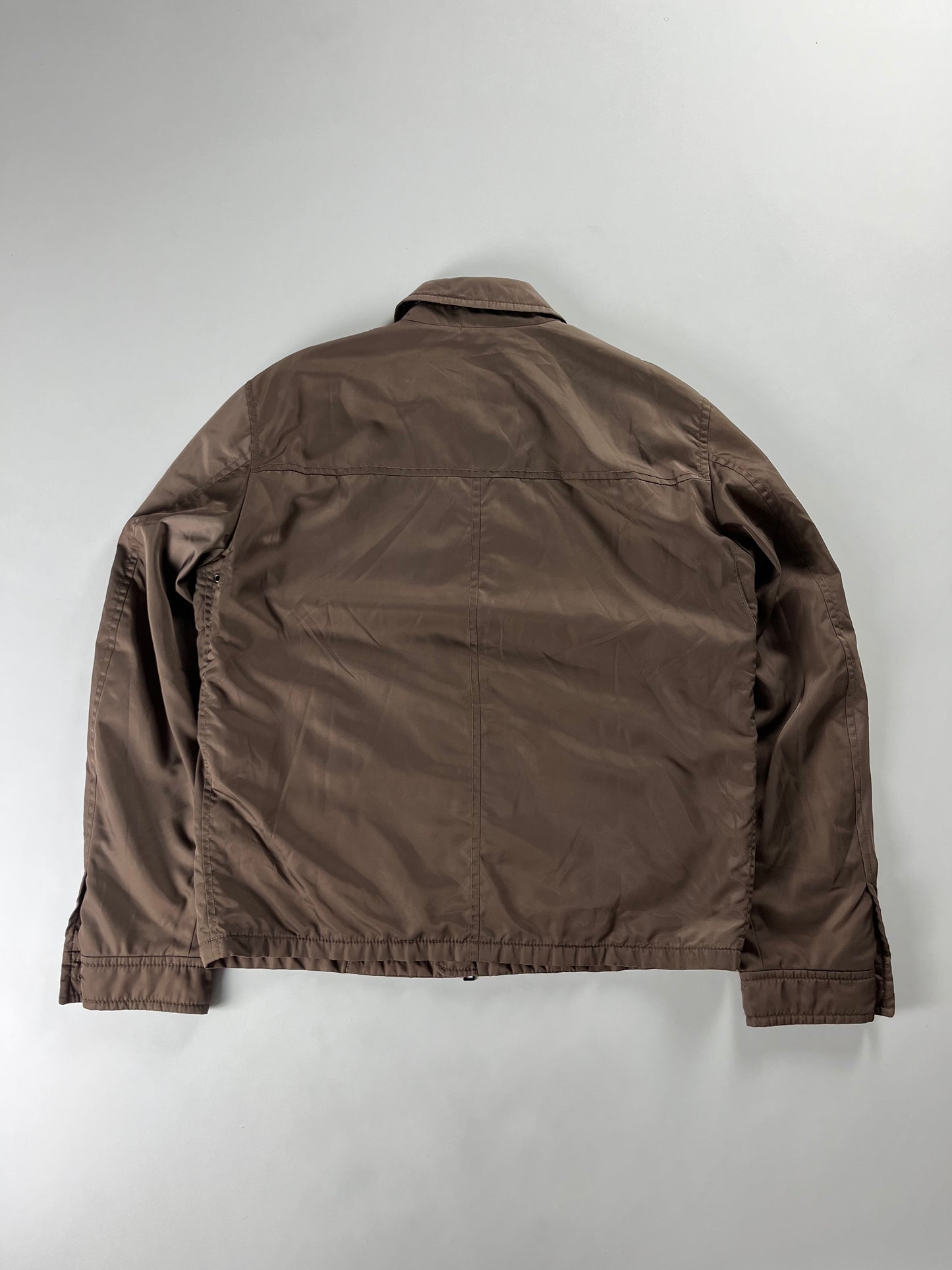 Prada Brown Nylon Double Zipper Trucker Jacket 2000s - L