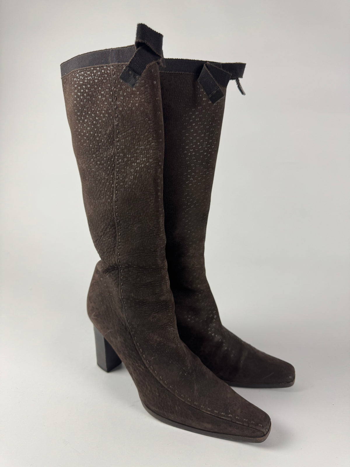 Prada Brown Pointed Toe Grain Leather Boots 1990s - 39,5 IT/40,5 EU