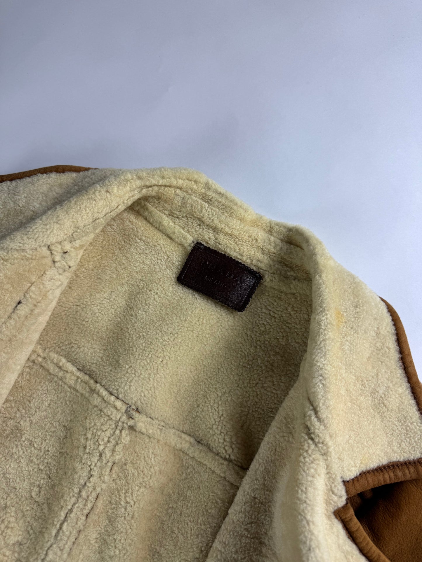 Prada Malboro Brown Shearling Perfecto Jacket FW 2011 - M