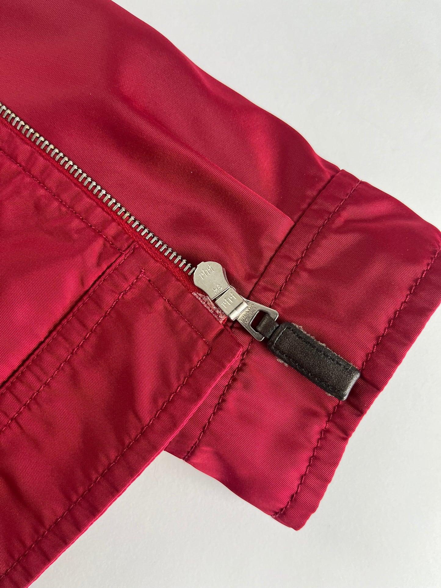 Prada Red Nylon Inside Monogram Work Trucker Jacket - L