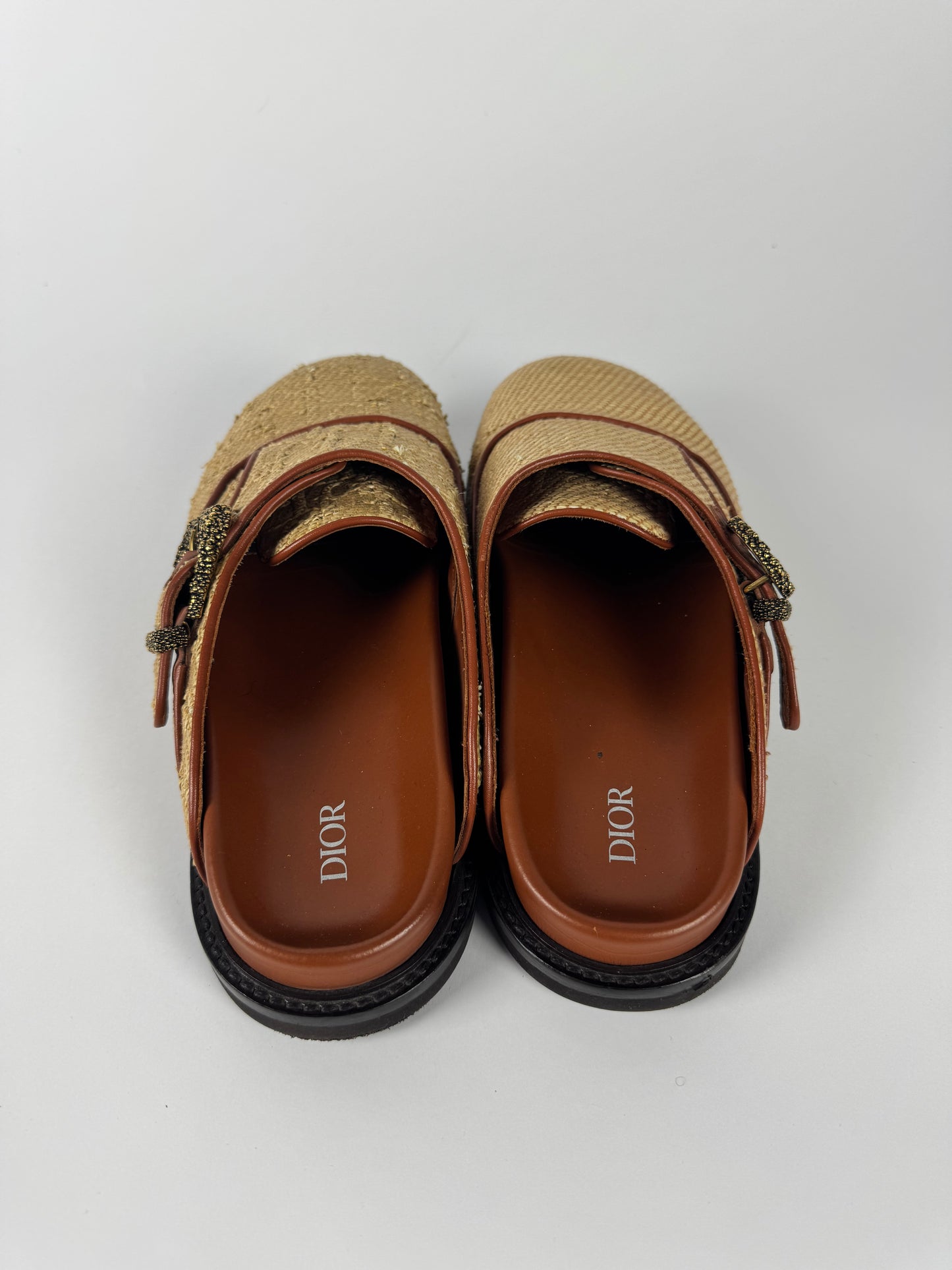 Dior x Denim Tears Sample Peace Sign Buckle Oblique Brown Mules FW 2023 - 44 EU