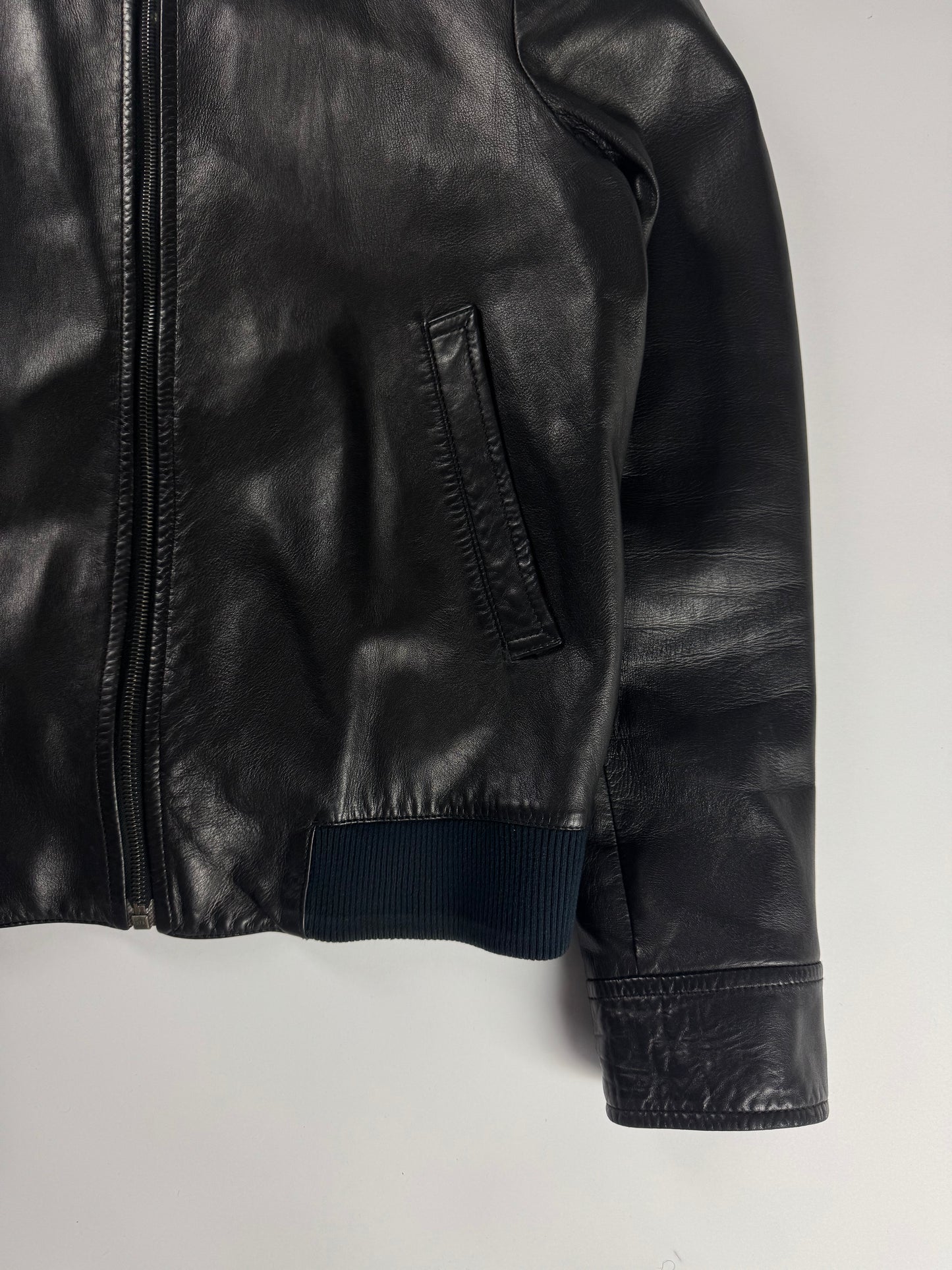 Prada Black Leather Harrington Bomber Jacket FW 2006 - M