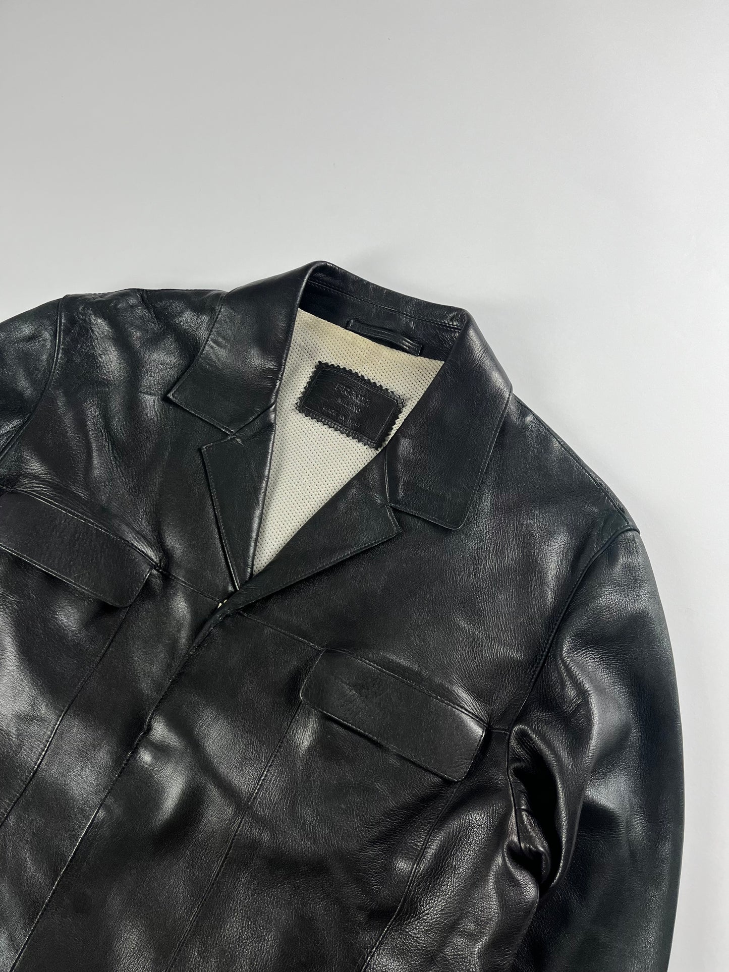 Prada Black Artisanal Leather Premium Jacket SS 1999 - M