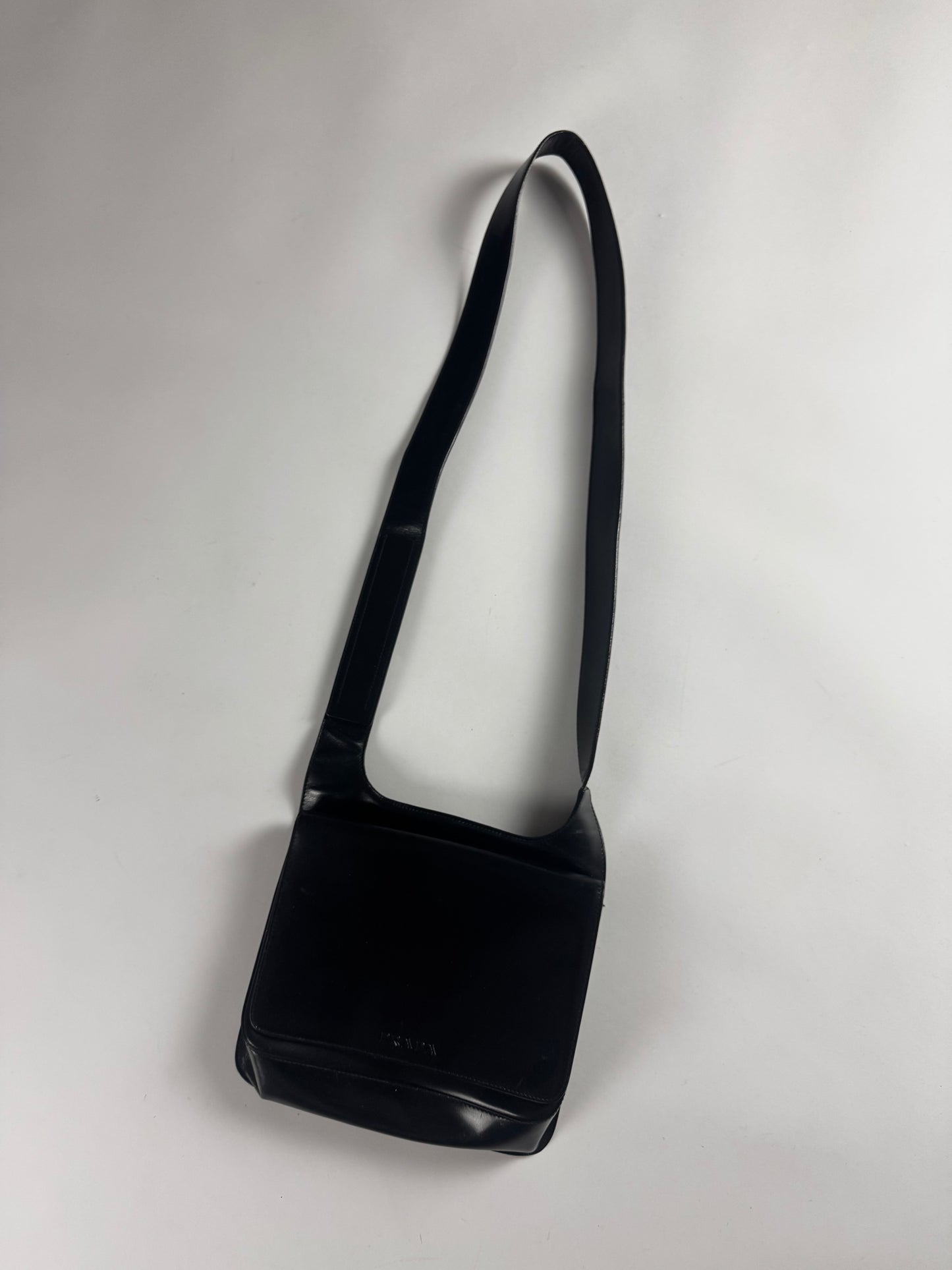 Prada Black Leather Strapped Crossbody Bag SS 1999 - OS