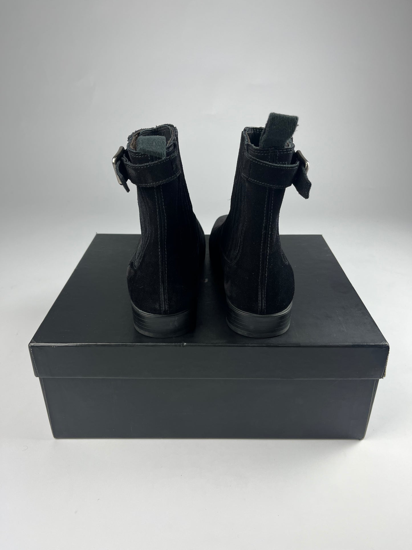 Miu Miu Chelsea Belted Black Suede Boots - 41 EU