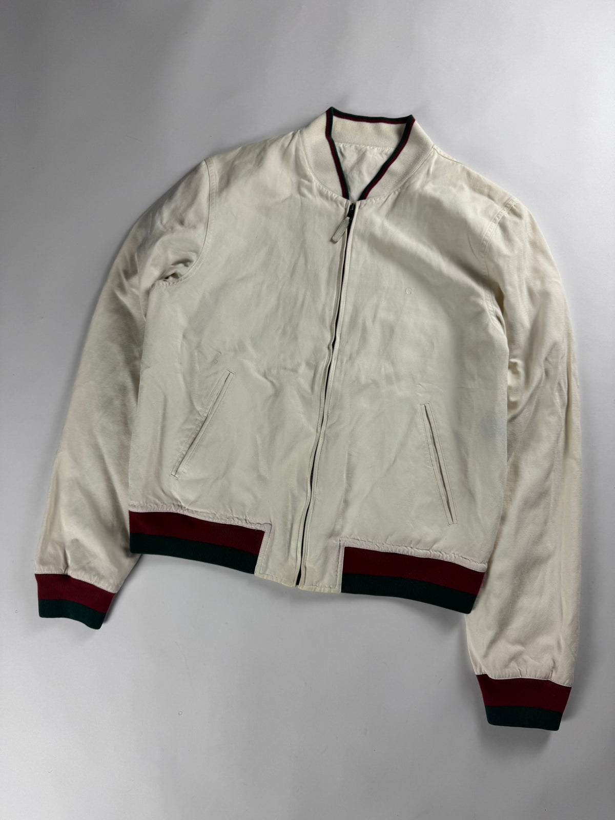 Gucci White Cotton OG Colors Bomber Jacket 2000s - M