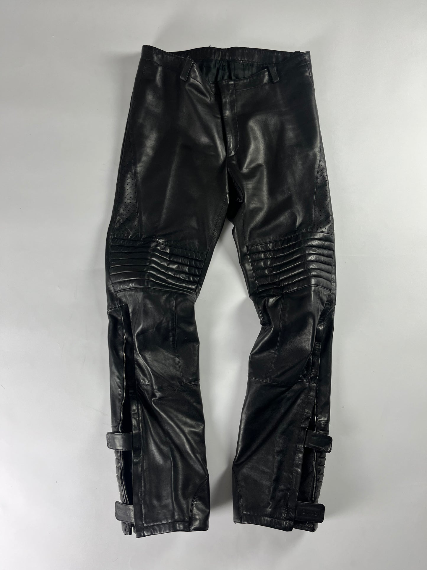 Gucci Tom Ford Leather Zip Flare Moto Pants FW 2000 - M