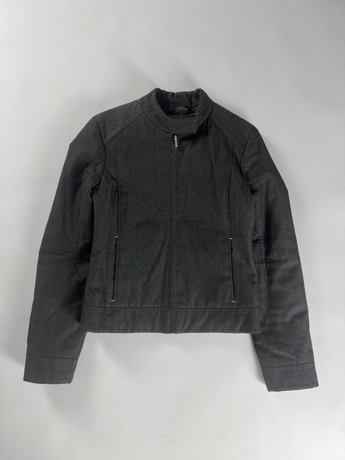 Louis Vuitton Dark Grey Cotton Stitch Details Rider Jacket 2000s - XS