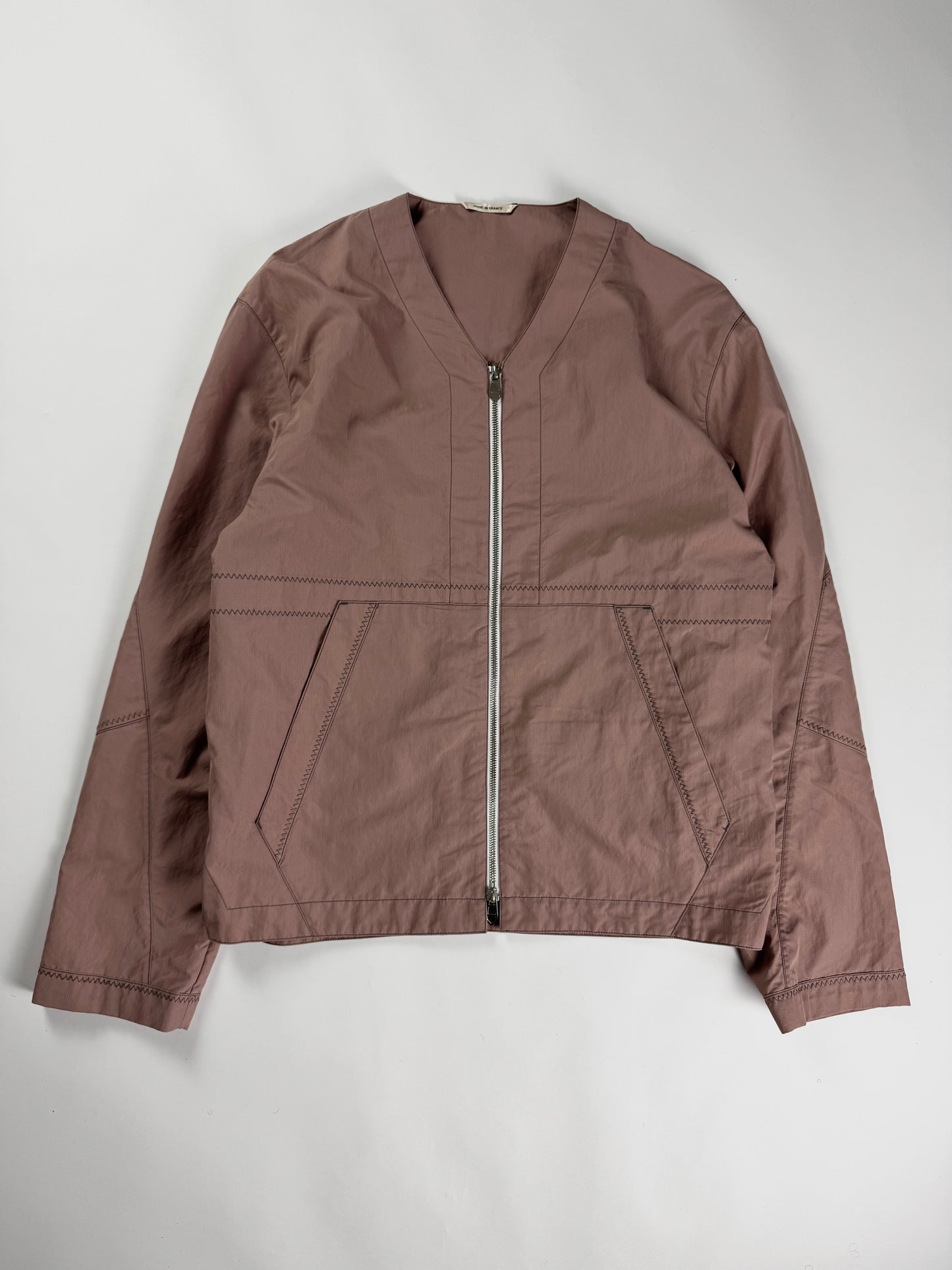 Hermès Sample Pink Lightweight V Neck Blouson Exposed Stitching SS 2022 - M