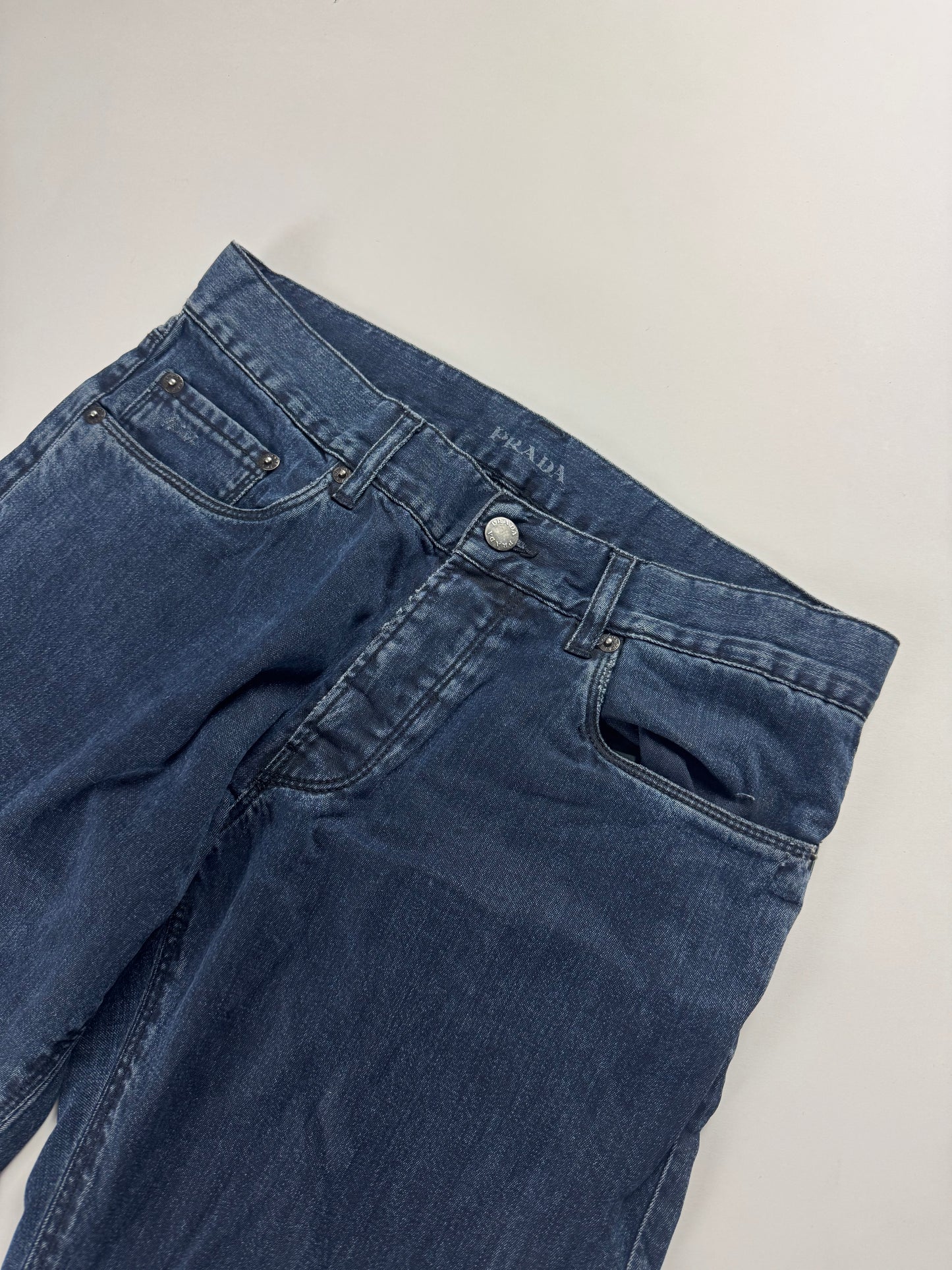 Prada Mainline Blue Straight Cotton Pants SS 2008 - 30 US