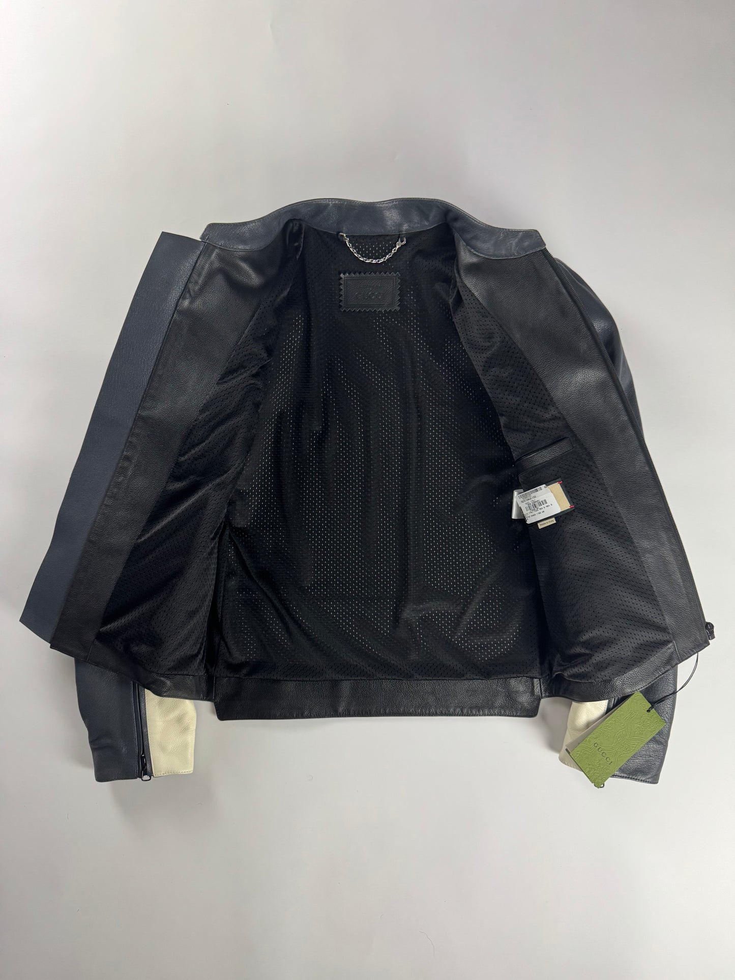 Gucci Sample Alexandro Michele Elbows & Shoulders Strong Pads Leather Biker Jacket FW 2023 - M