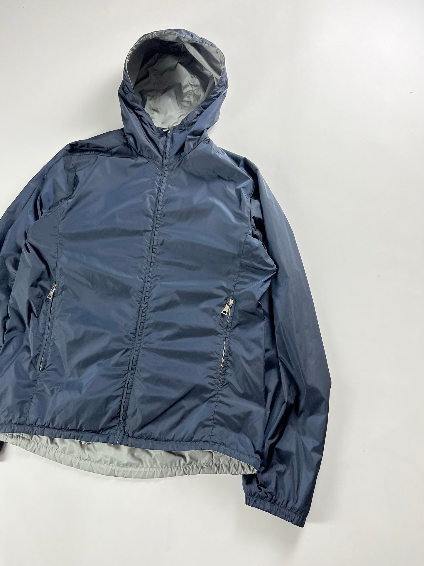 Prada Linea Rossa Reversible Blue Grey Nylon Jacket - M