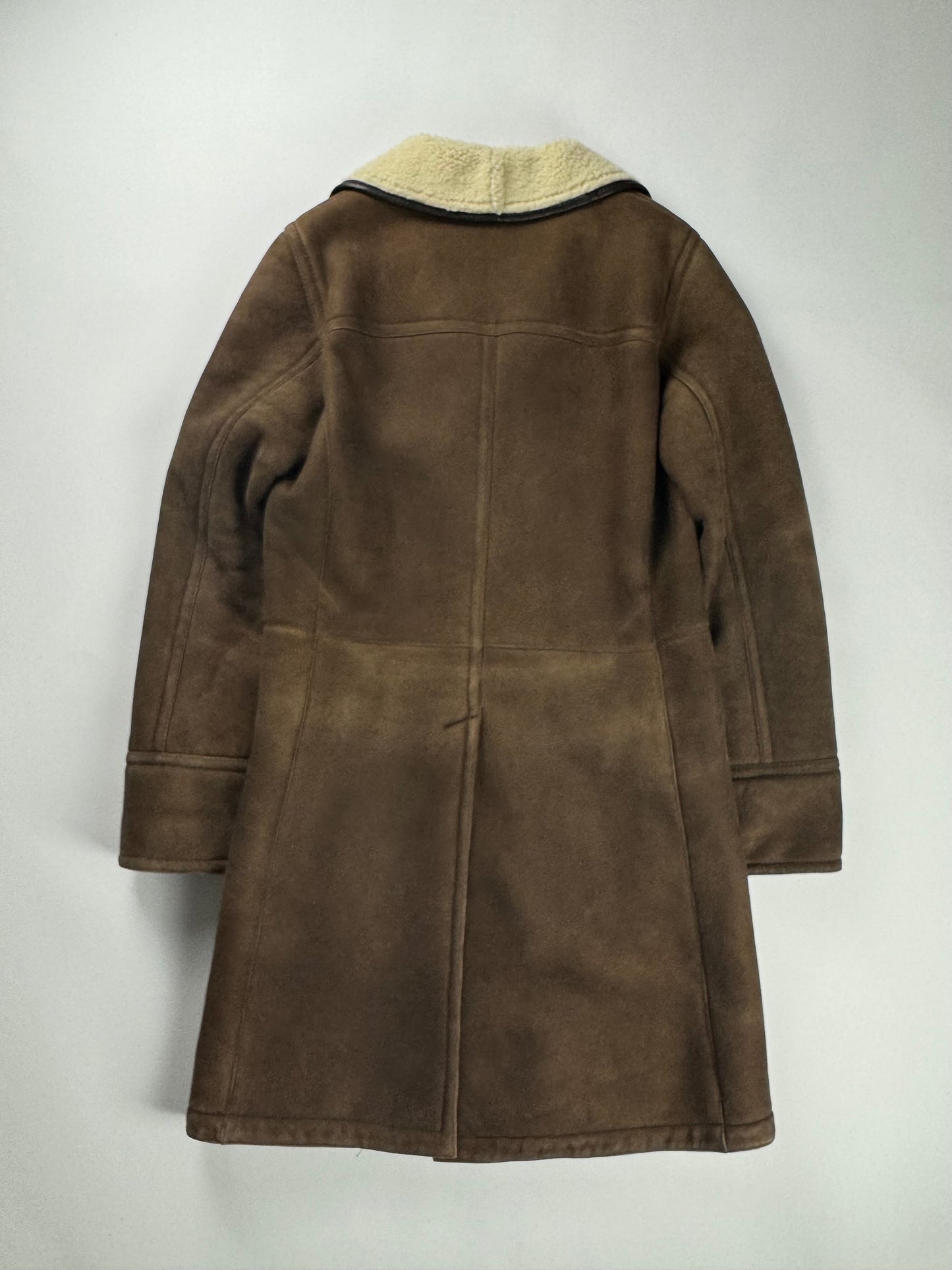 Prada Premium Leather Double Breasted Shearling Coat FW 2005 - M