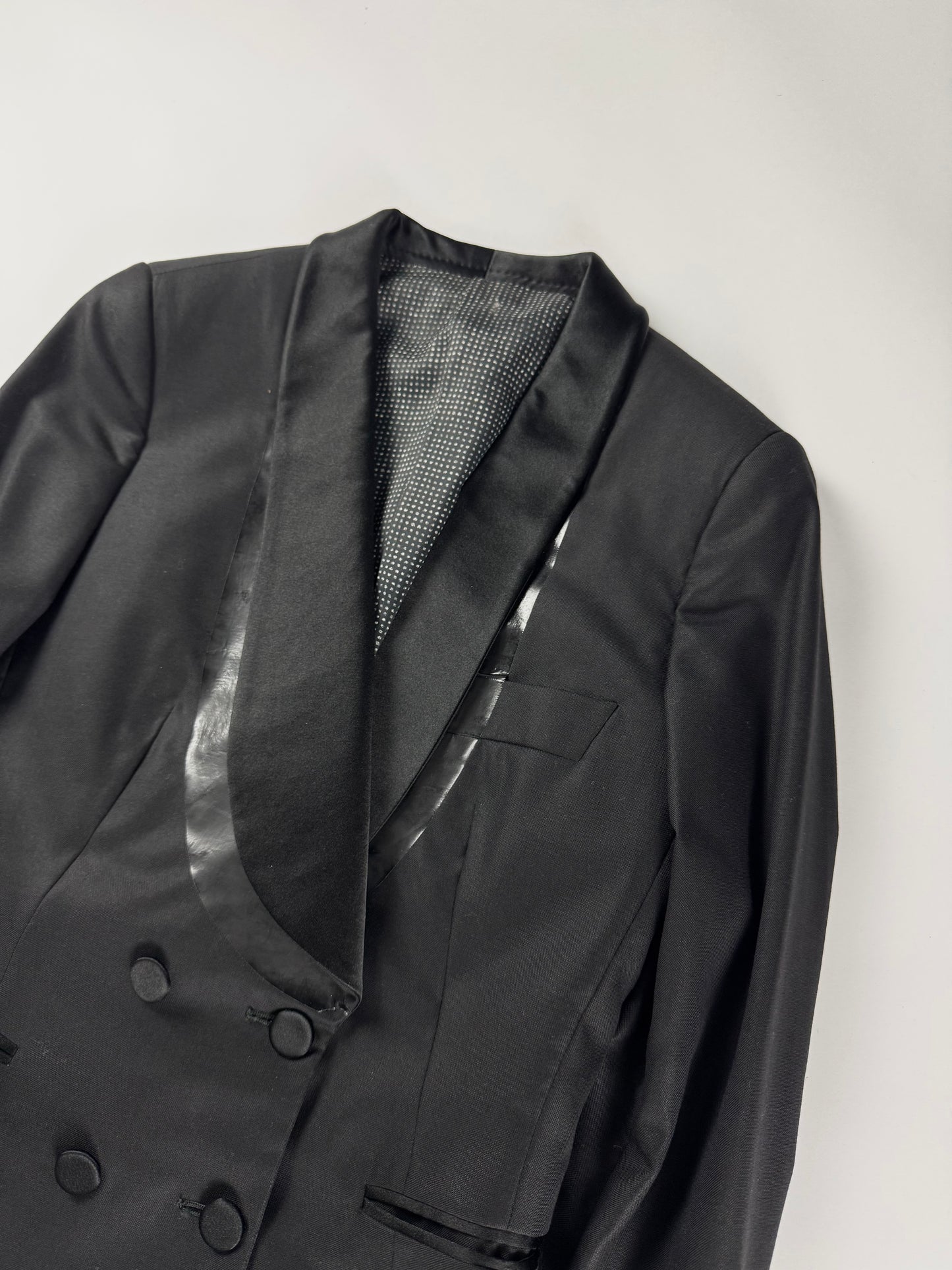 Bottega Veneta Sample Black Cropped Double Breasted Tuxedo Blazer FW 2012 - XS