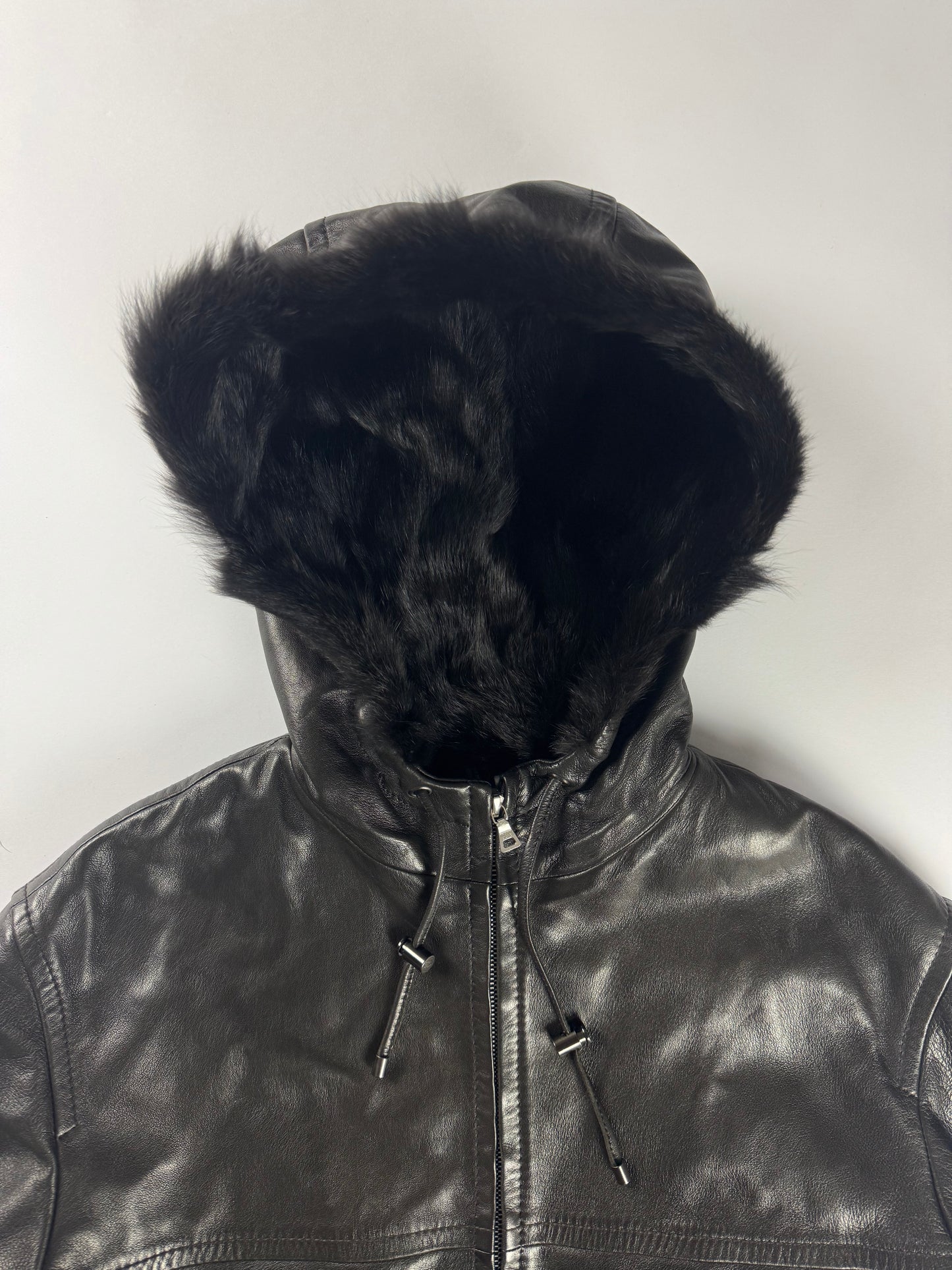 Prada Inside Fur Hooded Leather Jacket FW 1996 - S