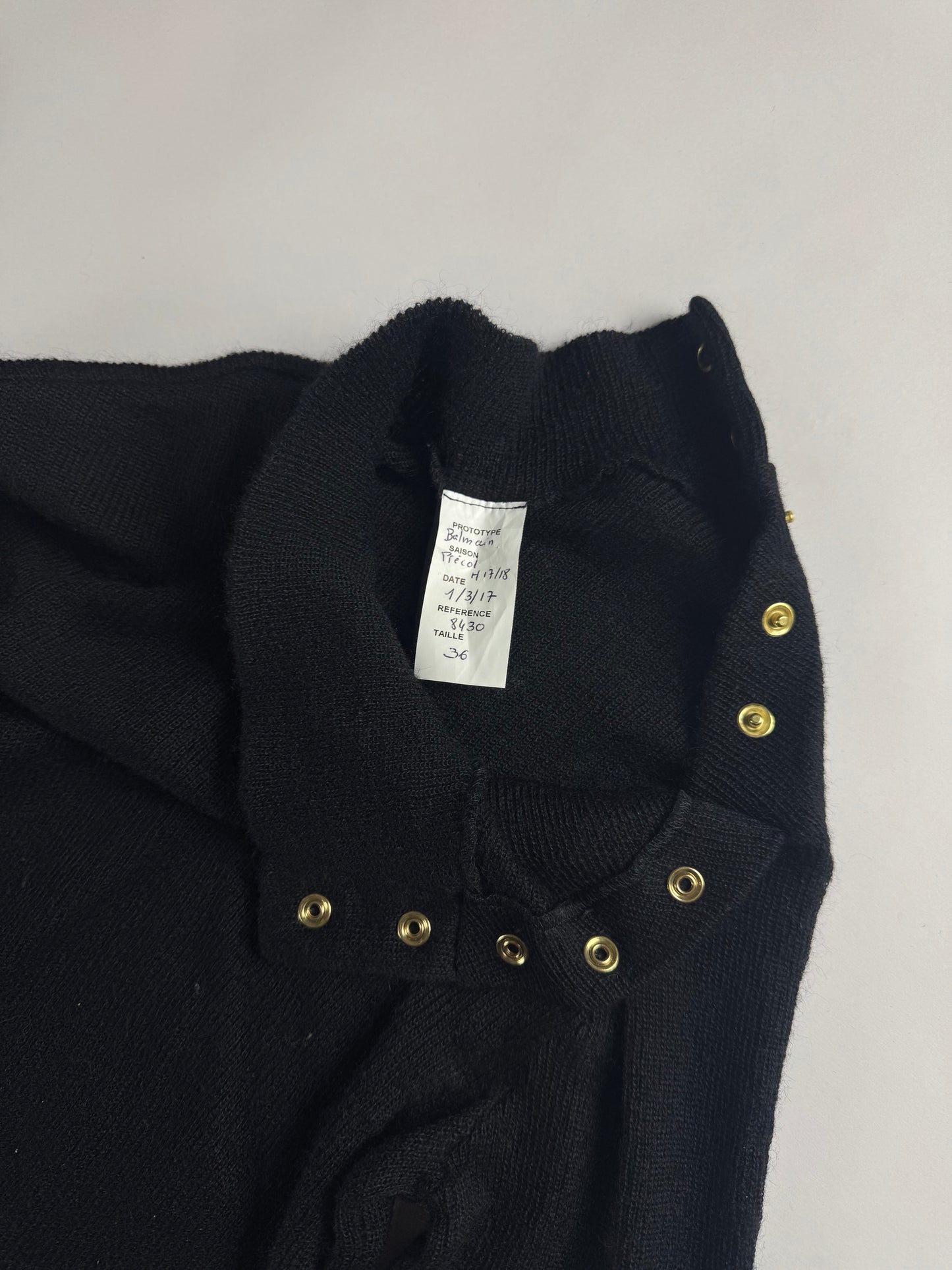 Balmain Sample Gold Button Embellished Turtleneck Sweater FW 2017 - S
