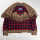 Maison Margiela x Pendleton Red Tartan Plaid Tan Knit Western Fringe Cardigan FW 2023 - XXL