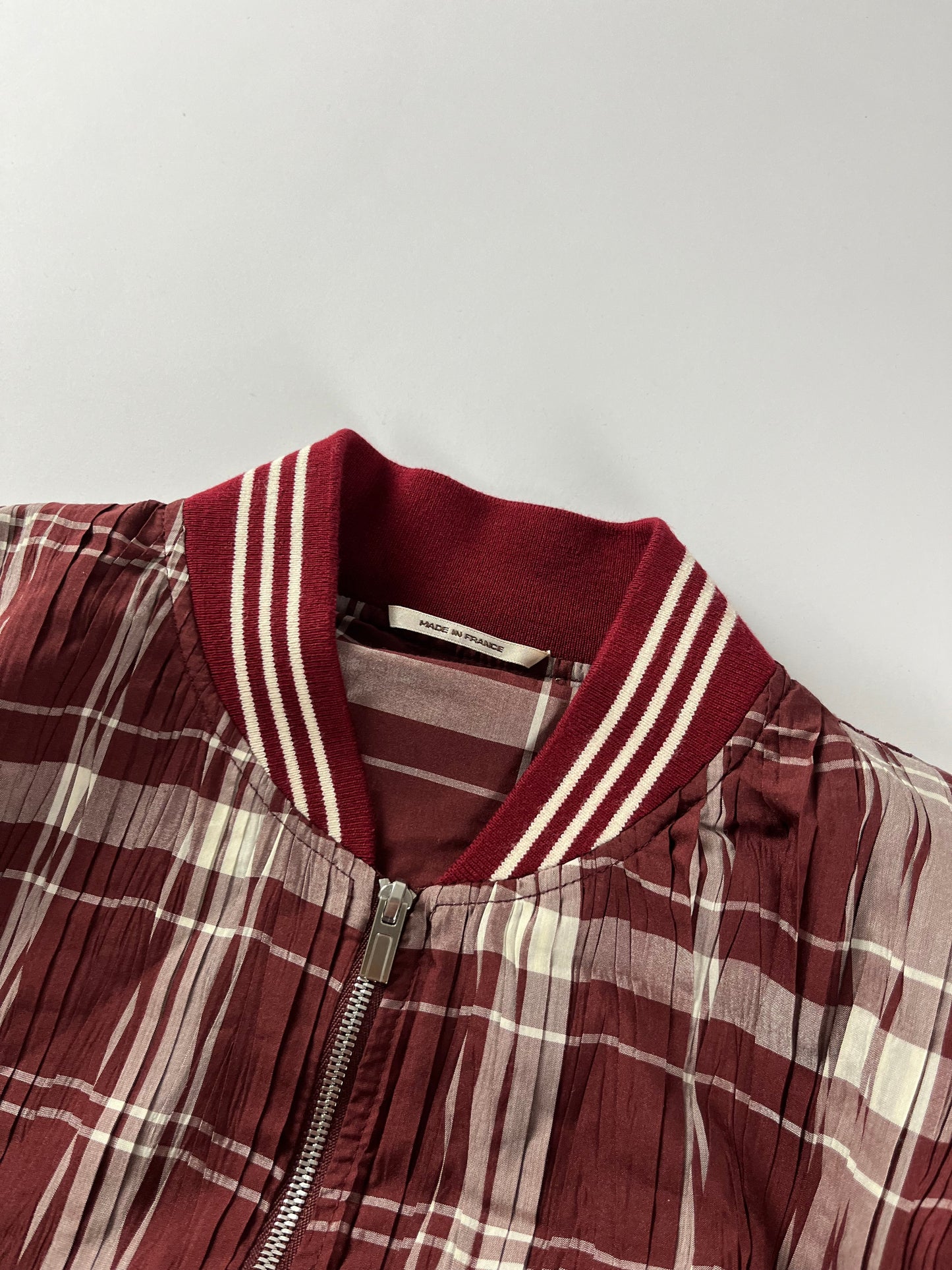 Hermès Bordeaux Plaid Check Bomber Jacket SS 2018 - S