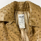 Celine Camel Tan Embossed Ostrich Skin Leather Jacket 2000s - S