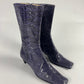 Miu Miu Snakeskin Tan Purple Python Square Toe Leather Boots FW 1999 - 38,5 IT/39,5 EU