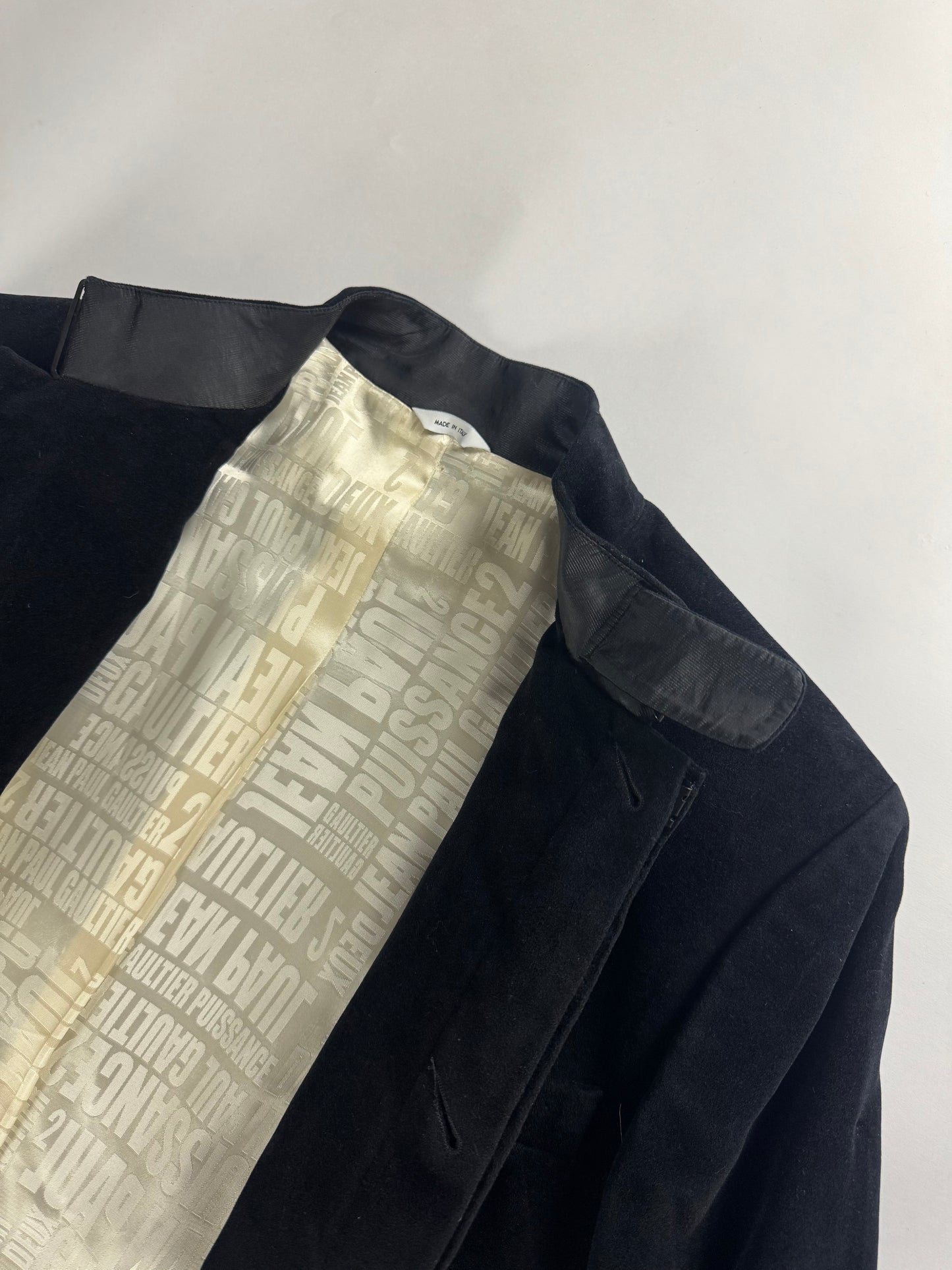 Jean Paul Gaultier Puissance Two Minimalist Dark Velvet Mandarin Collar Coat 2000s - M
