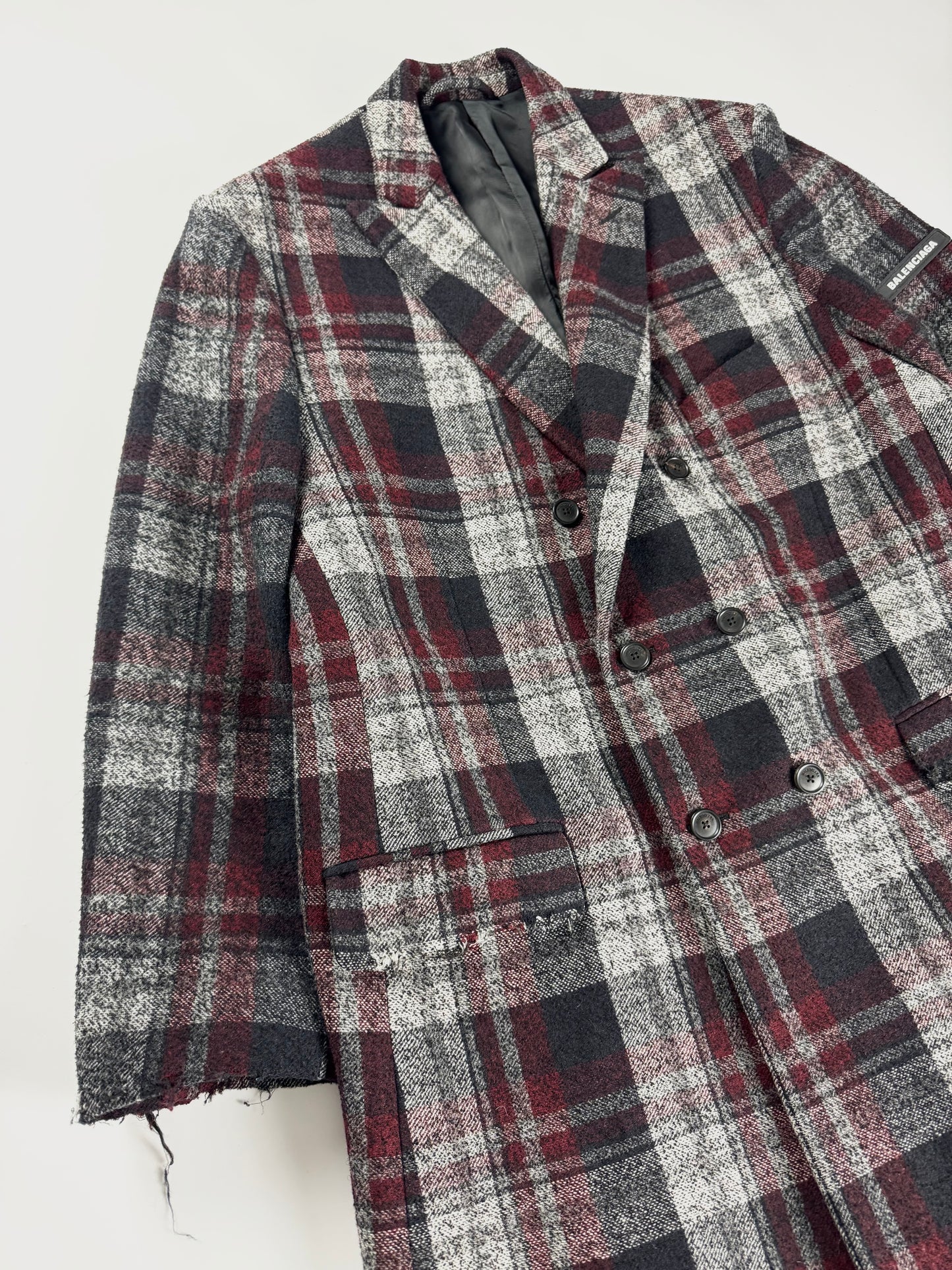 Balenciaga Sample Destroy Lana Plaid Coat SS 2019 - M