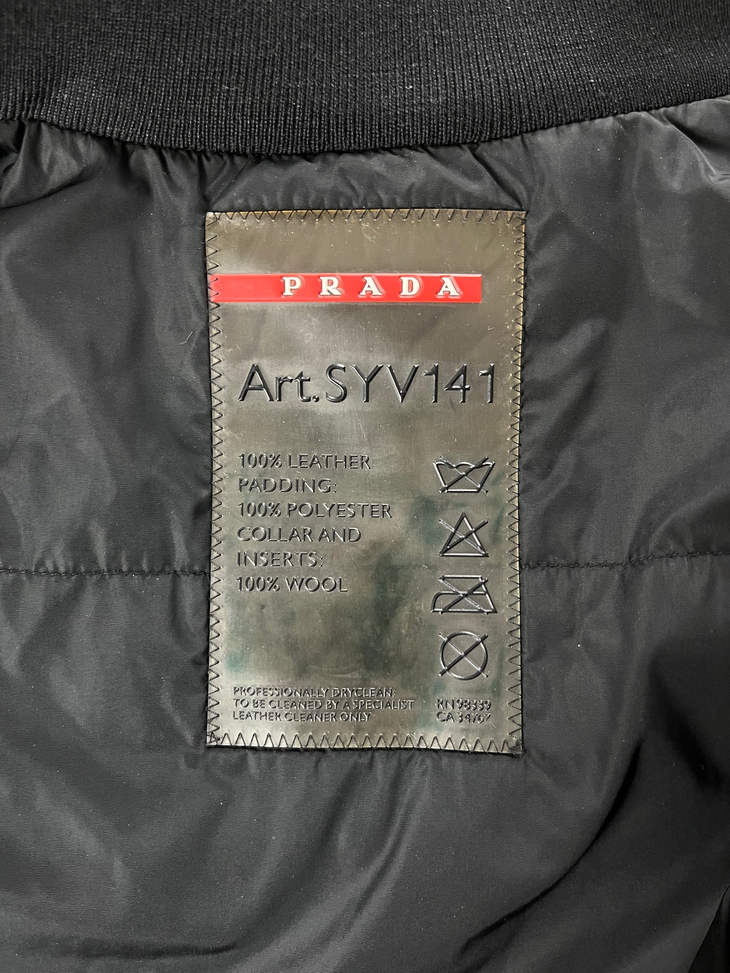 Prada Black Leather Bomber Jacket - L