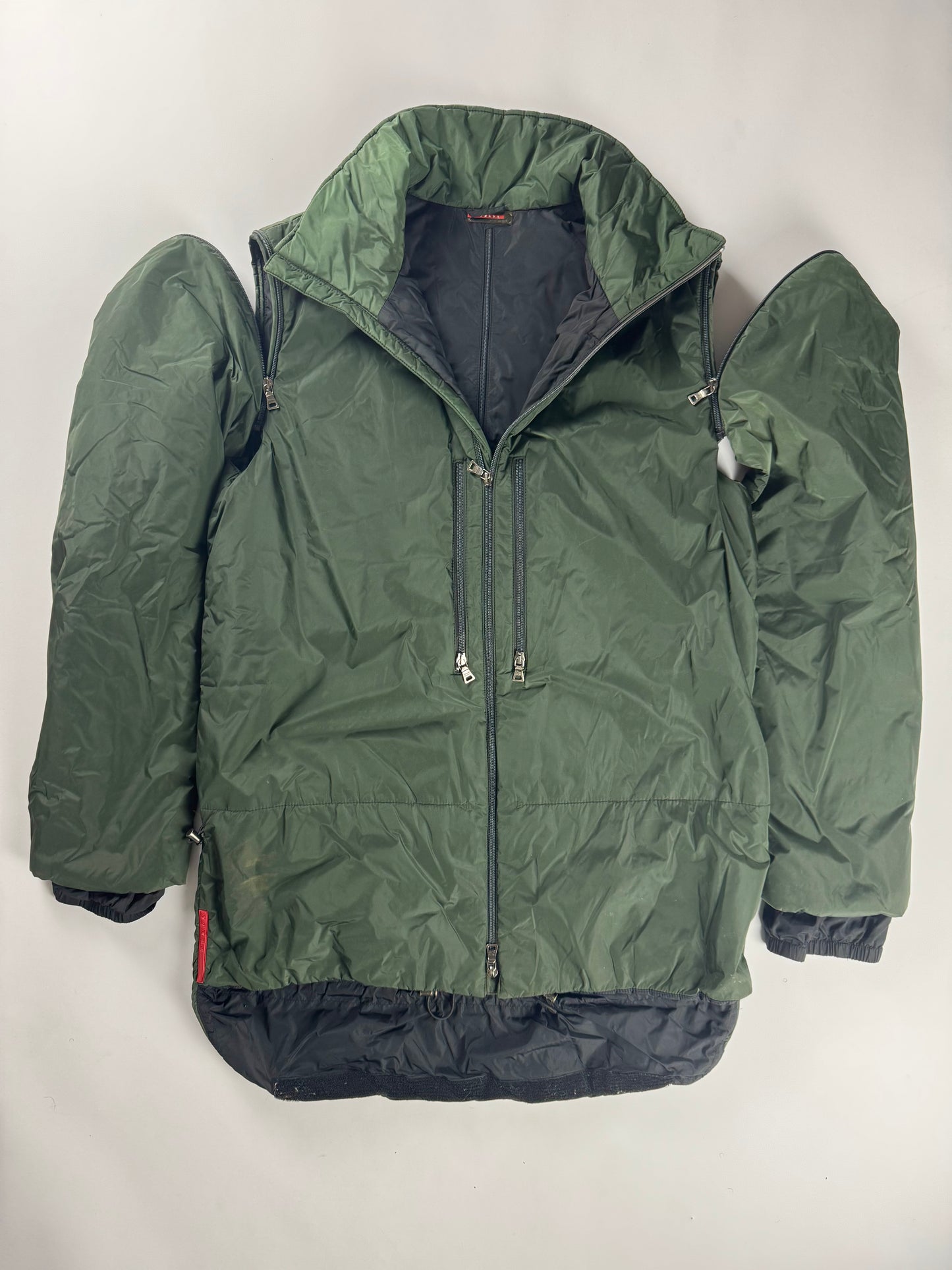 Prada Linea Rossa Convertible Arm Khaki Nylon Technical Jacket FW 1999 - XL