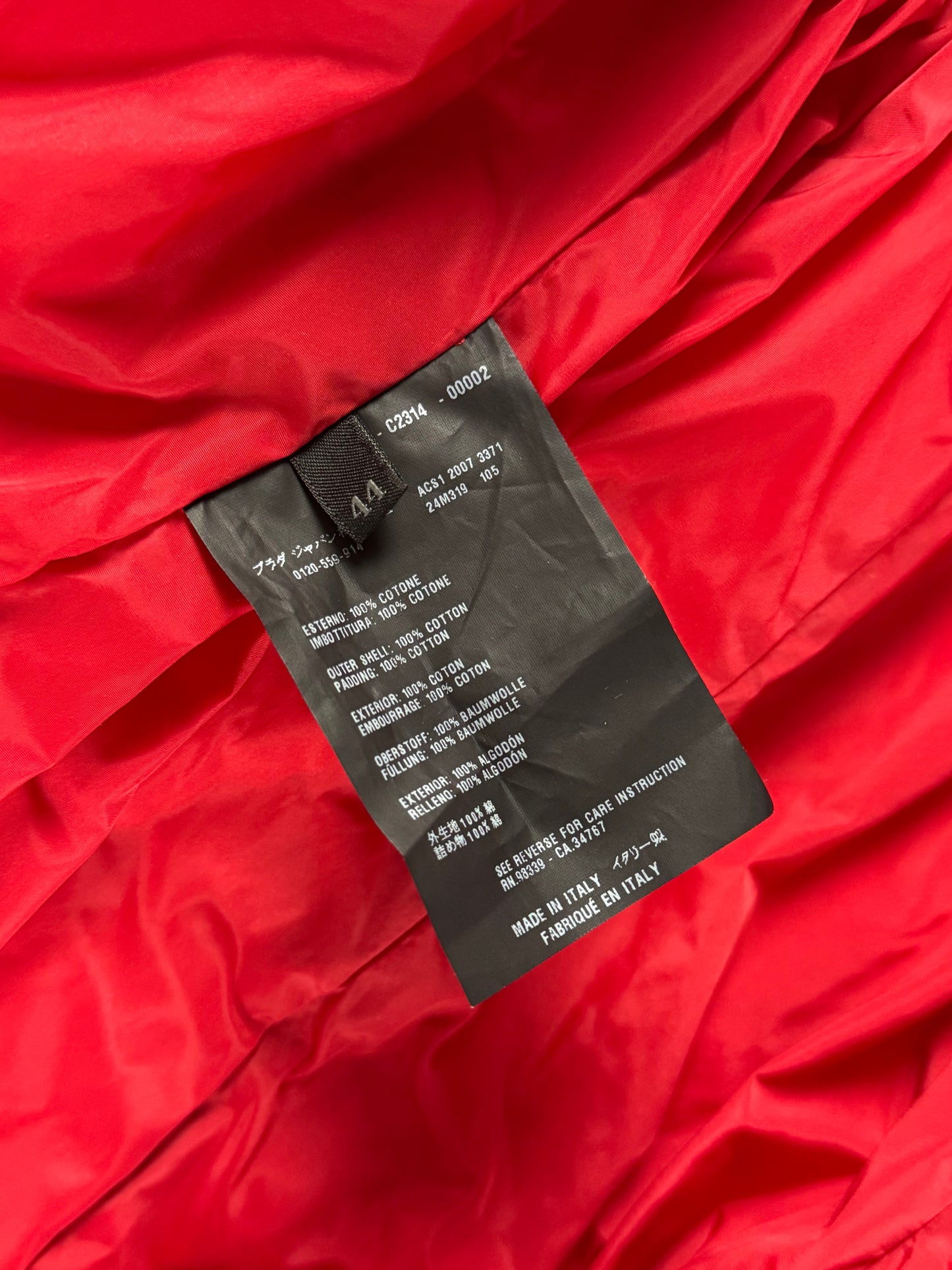 Prada Red Rush Textured Leather Effect Jacket SS 2007 - S